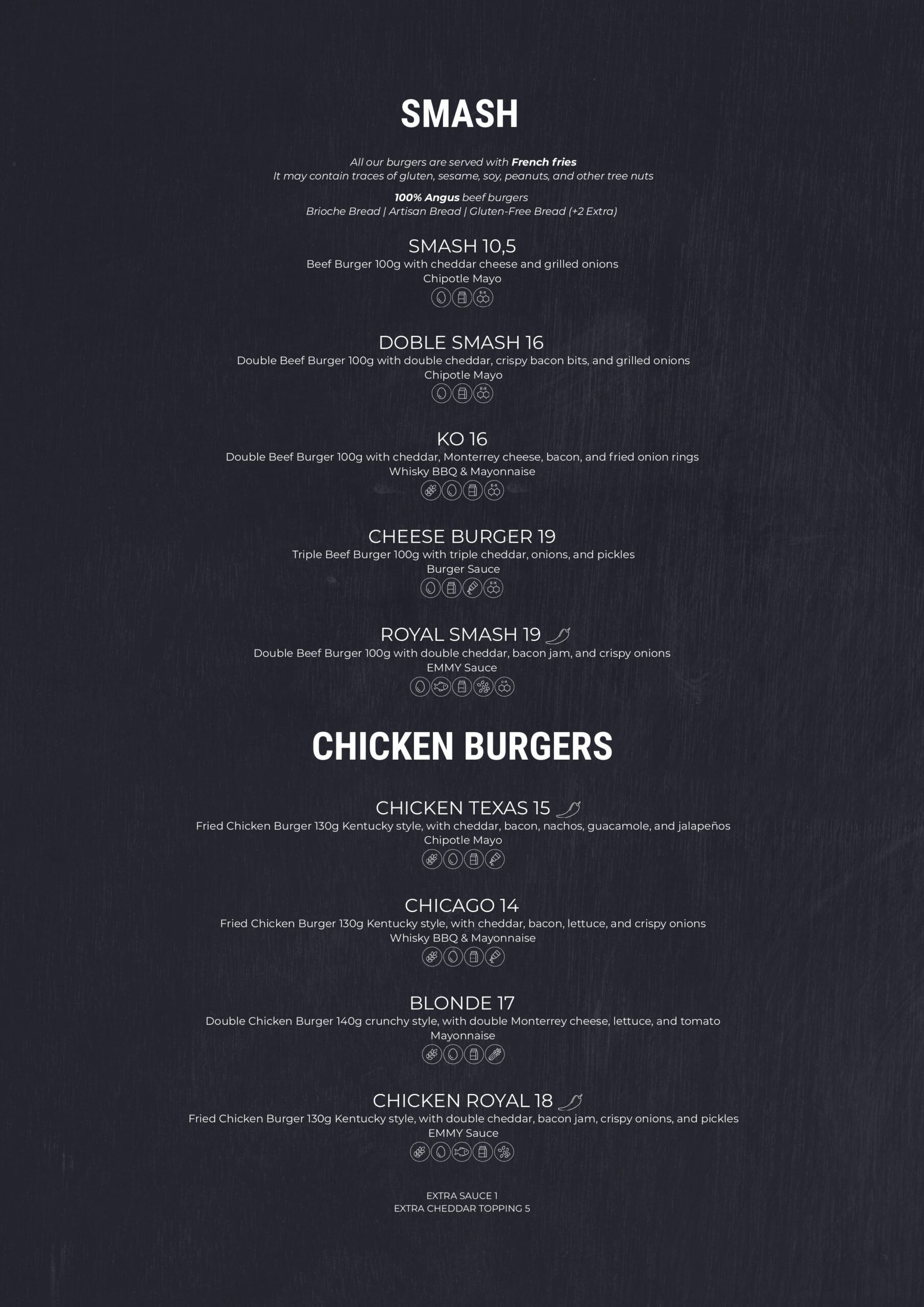 Menu Vacko Grill Smash Burgers