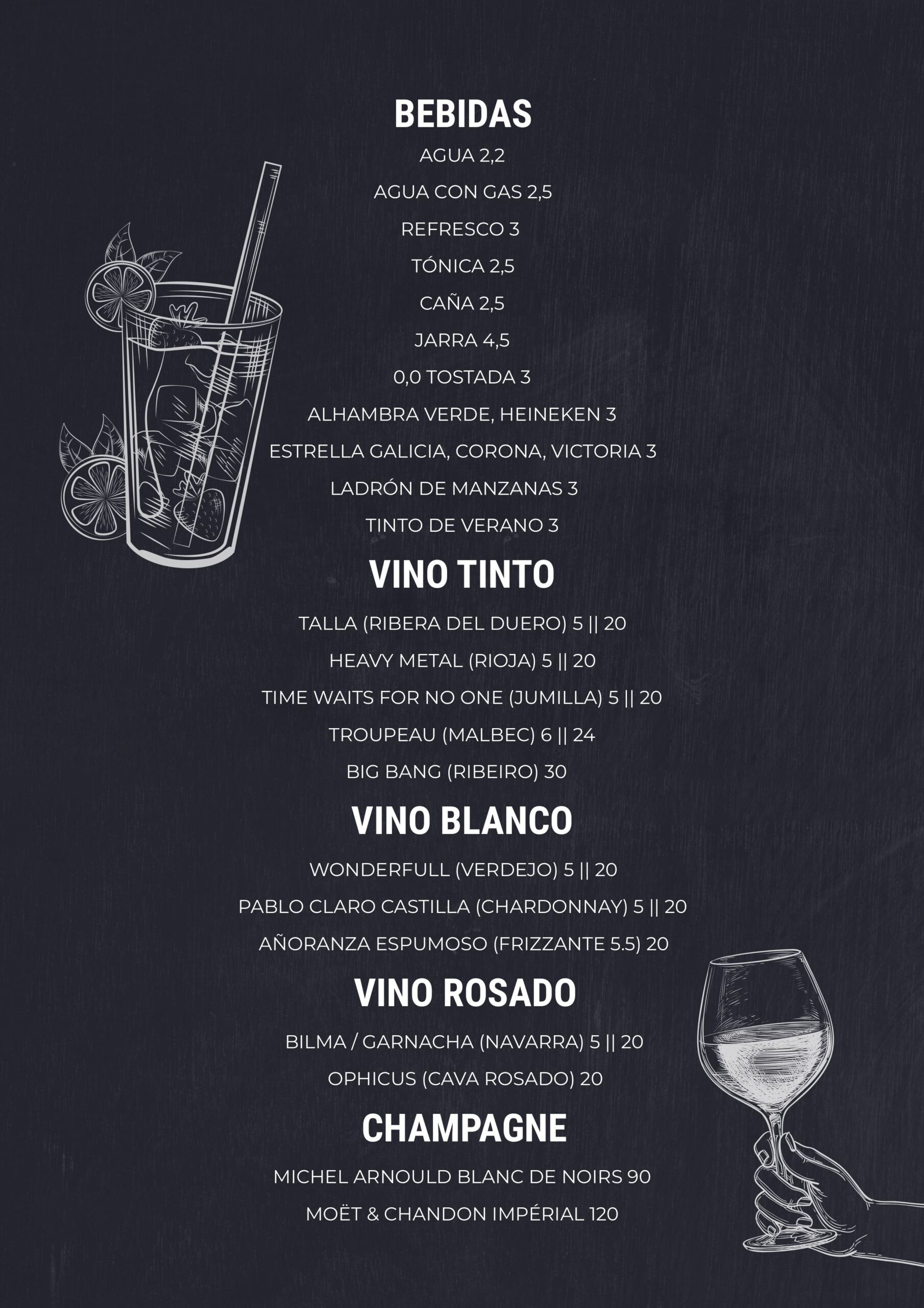 Carta Vacko Grill Bebidas