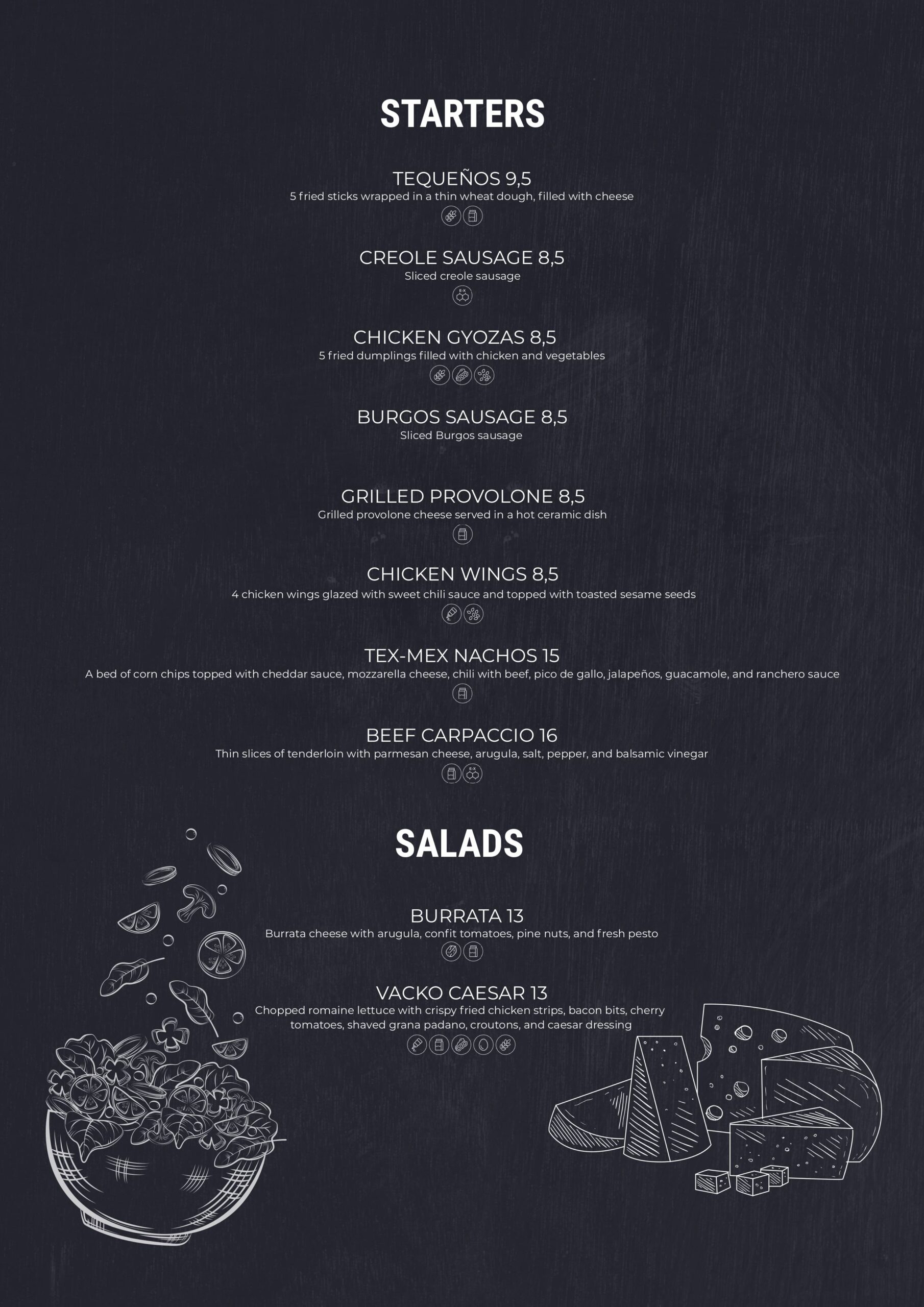 Menu Vacko Grill Starters