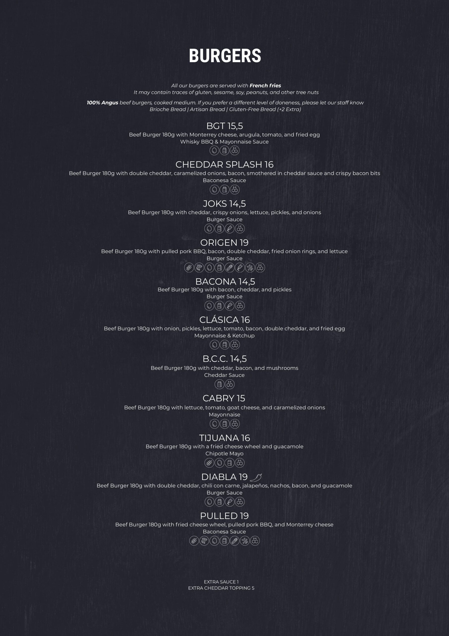 Menu Vacko Grill Burgers