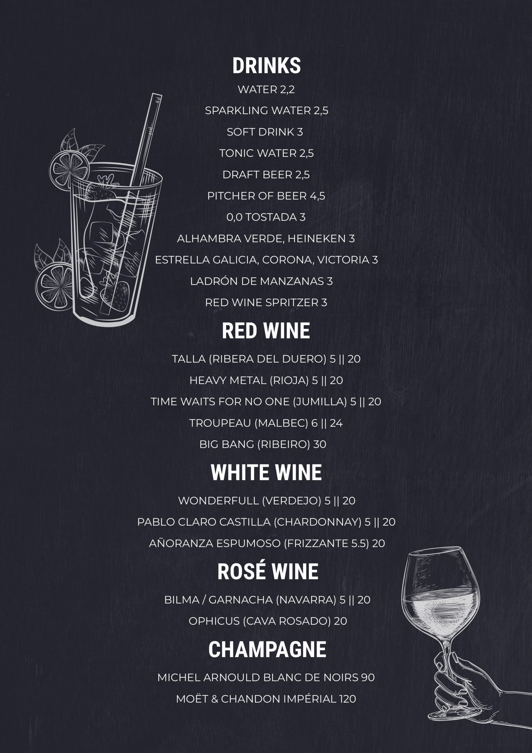 Menu Vacko Grill Drinks