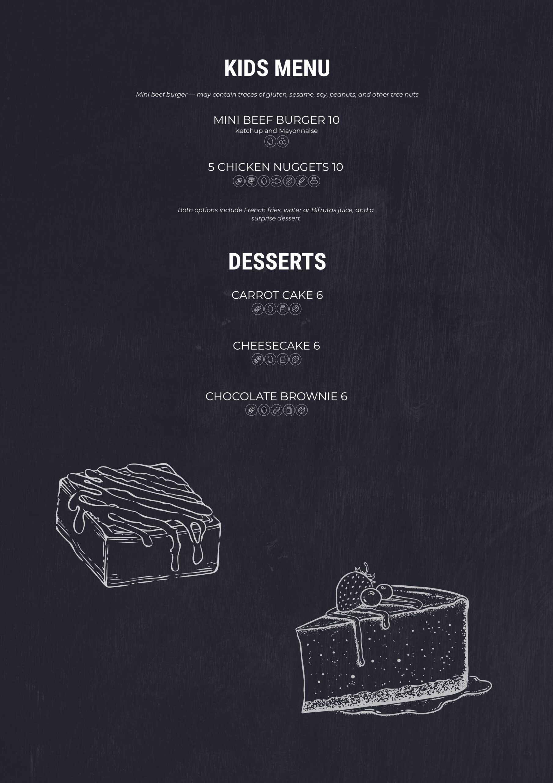 Menu Vacko Grill Desserts